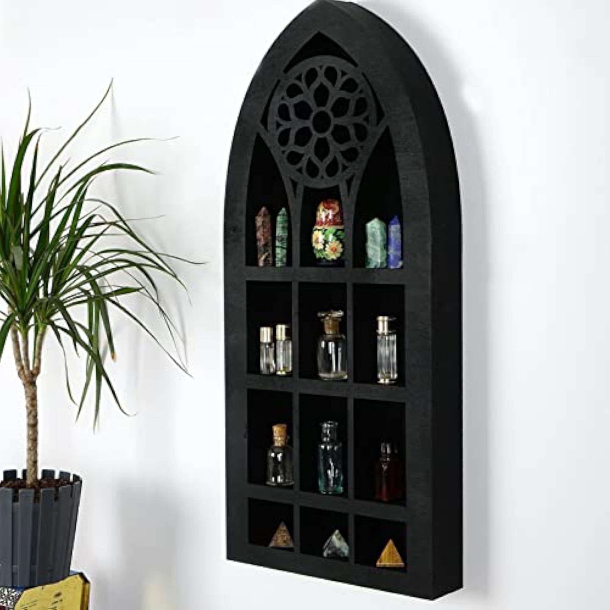 Wall Decor Display Shelf Church Window Design Wooden Shelf